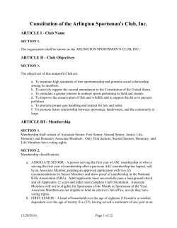 Constitution of the Arlington Sportsman`s Club, Inc