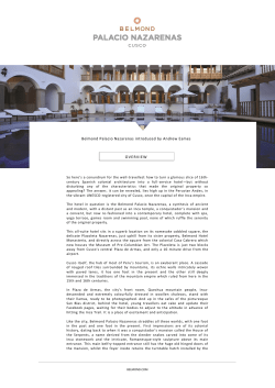 OVERVIEW Belmond Palacio Nazarenas introduced by Andrew