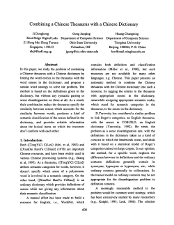 Combining a Chinese Thesaurus with a Chinese Dictionary