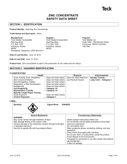 zinc concentrate safety data sheet