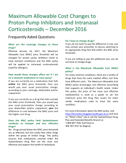 Maximum Allowable Cost Changes to Proton Pump Inhibitors and