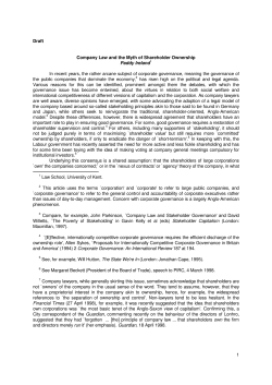 1 Draft Company Law and the Myth of Shareholder Ownership