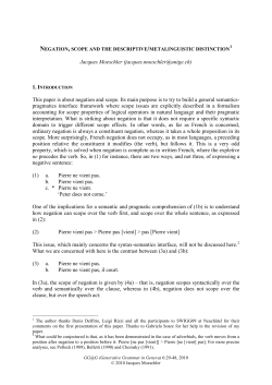 NEGATION, SCOPE AND THE DESCRIPTIVE/METALINGUSITIC