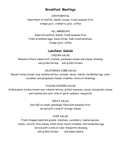 Banquet Menu Options - Oconomowoc Golf Club