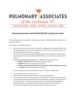 Bronchoprovocation with METHACHOLINE Testing Instructions