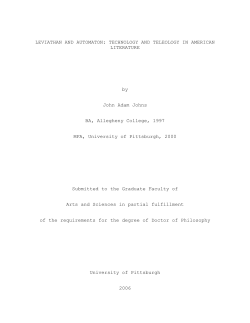 LEVIATHAN AND AUTOMATON: TECHNOLOGY AND TELEOLOGY