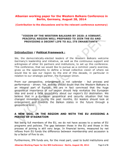 Albanian working paper for the Western Balkans Conference in