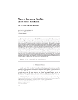 Natural Resources, Conflict, and Conflict Resolution