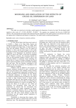Modelling and simulation of the effects of crude oil dispersion on land