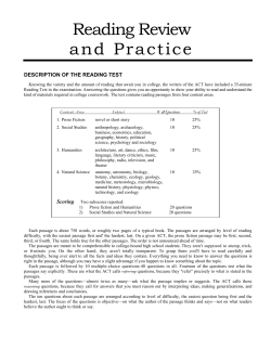 Reading Review and Practice - Michigan`s Mission: Literacy