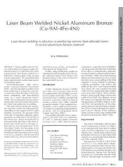 Laser Beam Welded Nickel Aluminum Bronze (Cu-9Al-4Fe-4Ni)