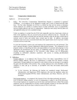The University of Rochester Policy: 195 Personnel Policy/ Procedure