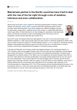 Mainstream parties in the Nordic countries have tried to deal with the