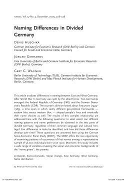 Naming Differences in Divided Germany (PDF Available)