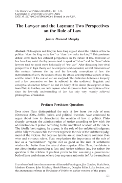 The Lawyer and the Layman: Two Perspectives on the Rule of Law