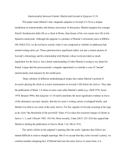 Intertextuality between Friends: Martial and Juvenal in Epigram