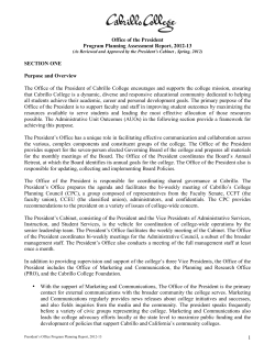 1 Office of the President Program Planning Assessment Report