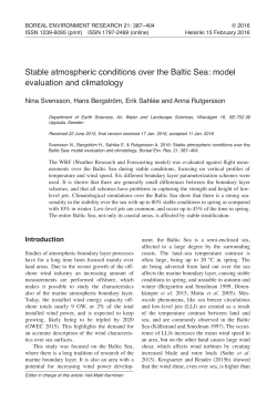 Stable atmospheric conditions over the Baltic Sea: model evaluation