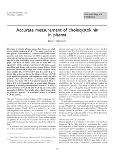 Accurate measurement of cholecystokinin in plasma