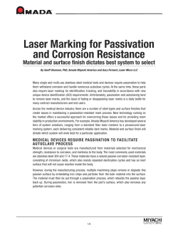 Laser Marking for Passivation and Corrosion Resistance