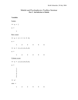 Matlab and Psychophysics Toolbox Seminar