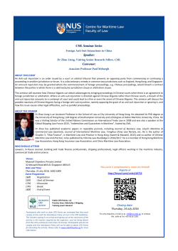 CML Seminar Series Foreign Anti-Suit Injunctions in China Speaker