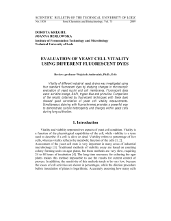 Evaluation of yeast cell vitality using different fluorescent dyes