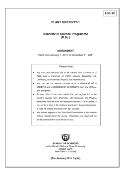PLANT DIVERSITY-1 Bachelor in Science Programme (B.Sc.) LSE-12