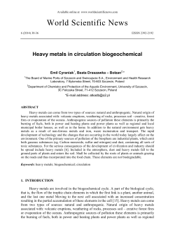 Heavy metals in circulation biogeochemical