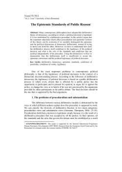 The Epistemic Standards of Public Reason*