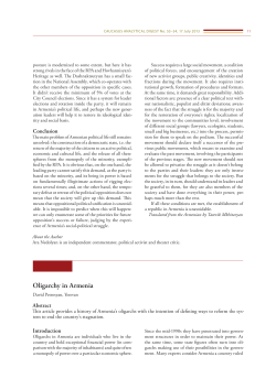 Oligarchy in Armenia - Center for Security Studies