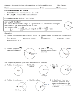 Geometry Notes G.11 Circumference/Area of Circles and Sectors