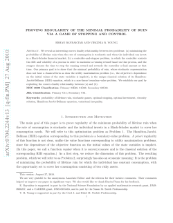 Proving Regularity of the Minimal Probability of Ruin via a Game of