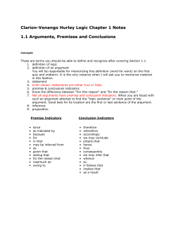 Clarion-Venango Hurley Logic Chapter 1 Notes 1.1 Arguments