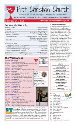 Servants in Worship The Week Ahead