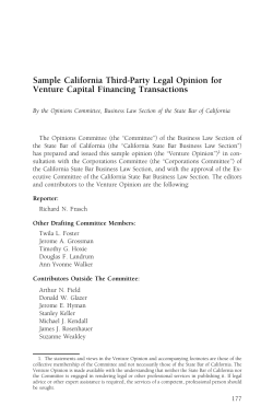 Sample California Third-Party Legal Opinion for Venture Capital