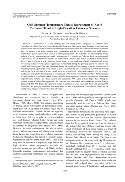 Cold Summer Temperature Limits Recruitment of Age