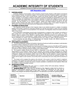 academic integrity of students - Undergraduate Studies