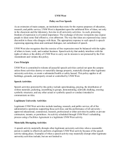 UNM West Policy on Free Speech As an extension of main campus