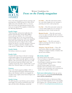 Focus on the Family magazine writer`s guidelines