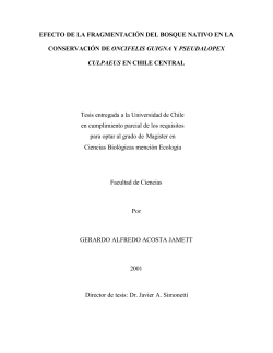 EFECTO DE LA FRAGMENTACI&Oacute;N DEL BOSQUE NATIVO EN LA