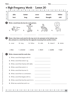 High-Frequency Words &bull; Lesson 20