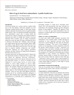 Role of egg in food born salmonellosis: A public health issue