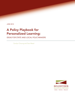 A Policy Playbook for Personalized Learning