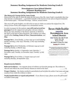 8th Grade Summer Reading List and Assignments