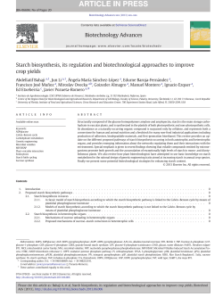 Starch biosynthesis, its regulation and biotechnological