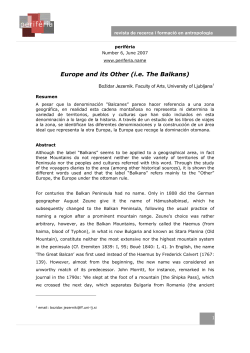Europe and its Other (i.e. The Balkans)