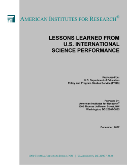 Lessons Learned from U.S. International Science Performance