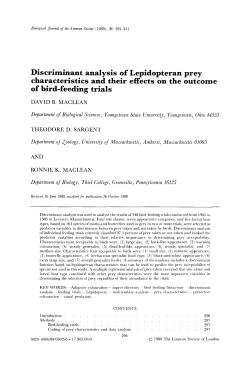 Discriminant analysis of Lepidopteran prey characteristics and their