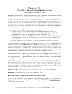 Equipment List Wind River Range Backpacking Expedition